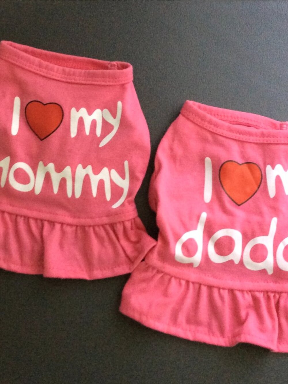 "I ❤️ My Mommy" + "I ❤️ My Daddy" Pet Dresses (LOT of 2)